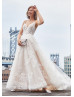 Ivory Floral Lace V Back Fabulous Wedding Dress